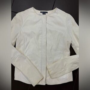 Vince zip- front lamb leather cream jacket size XS extra small